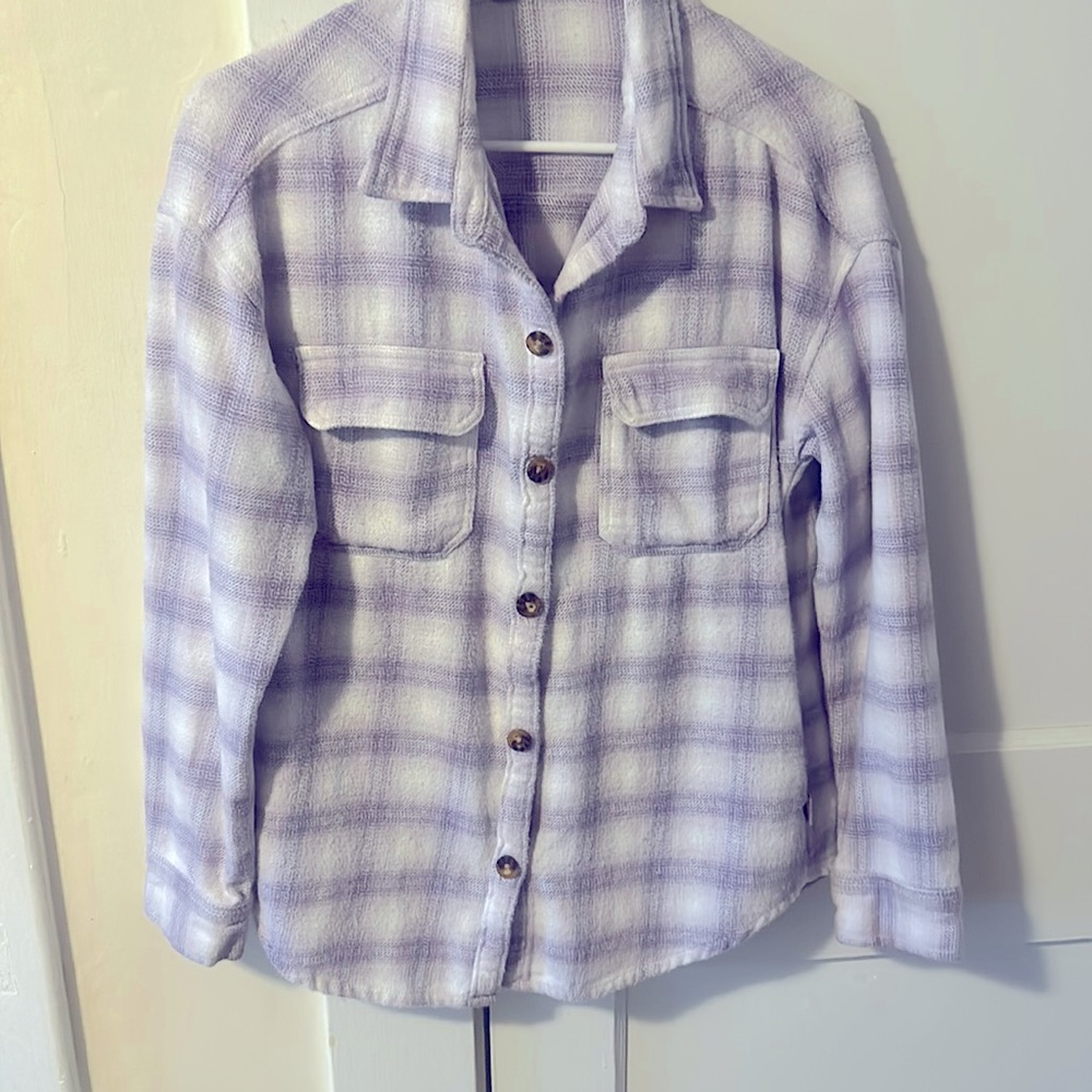 Purple and white checkered button down  flannel from holllister size medium